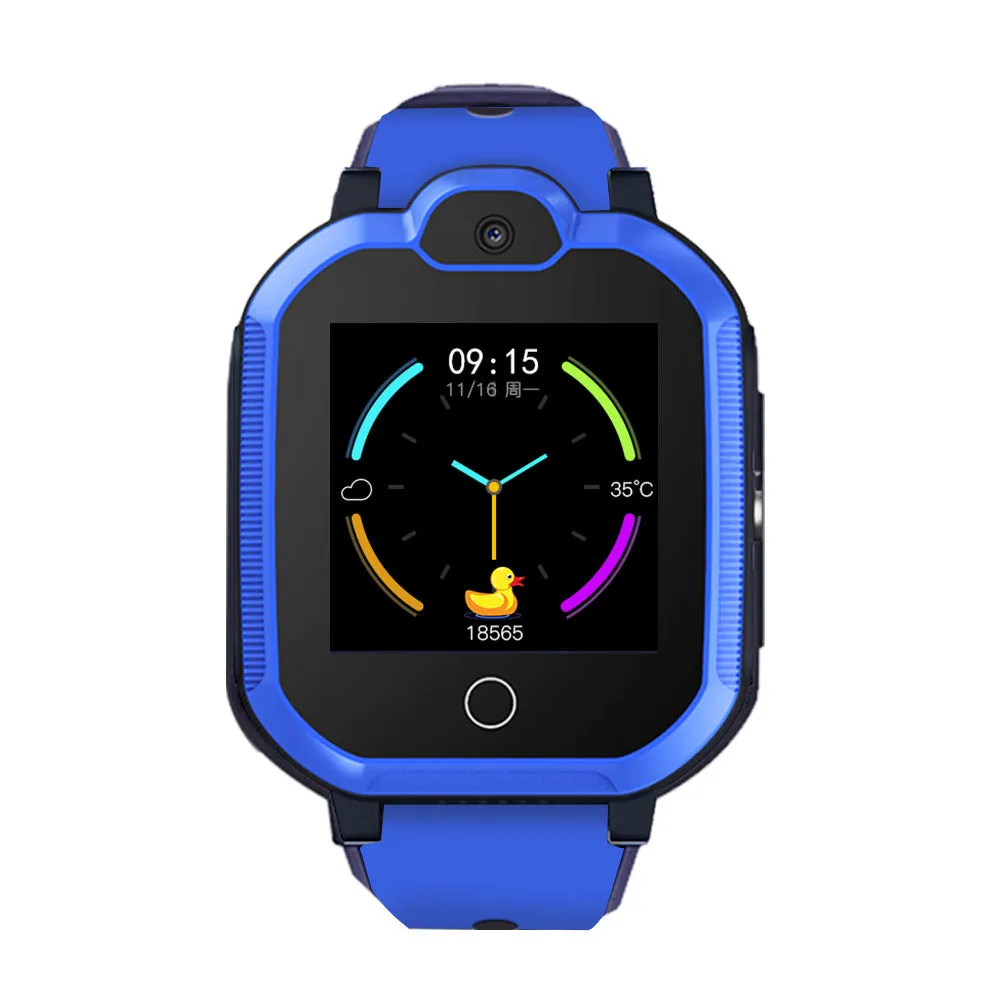 Children's 4G video calling smartwatch in blue with silicone strap and touch screen