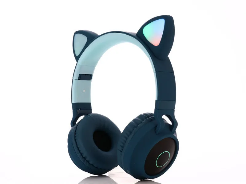 Cartoon cat ears wireless Bluetooth gaming headset in various colours with head-mounted design