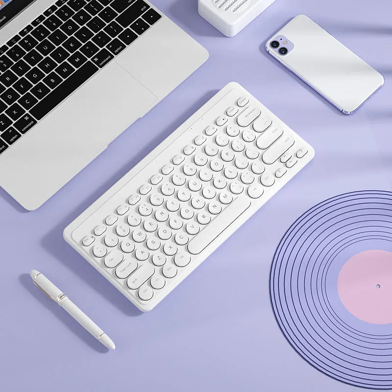 Bow wireless keyboard with 79 keys, ergonomic design, in white colour, USB receiver, ABS construction