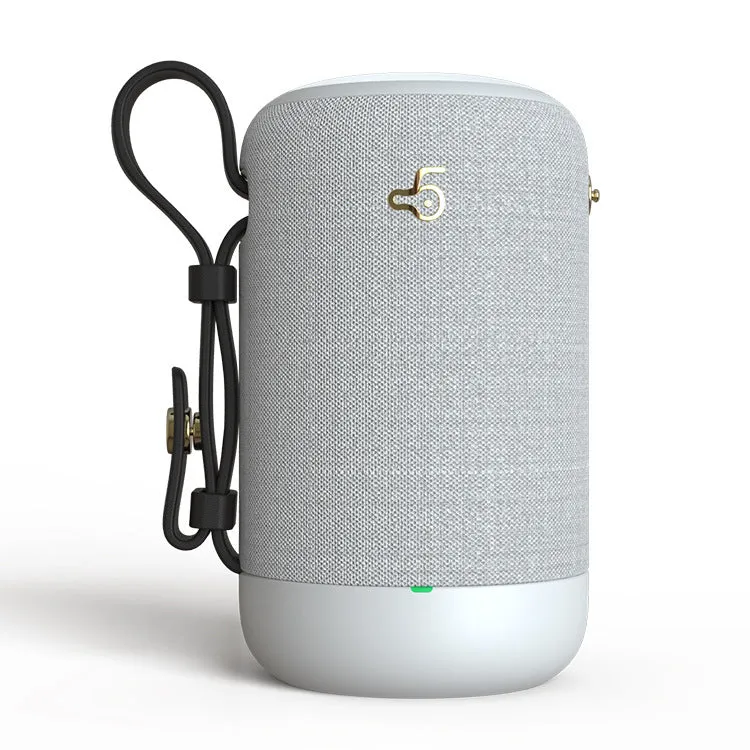 Wireless Bluetooth speaker with black waterproof mesh and leather shell for phone, computer, and car use
