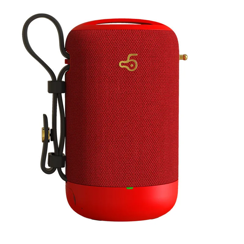 Wireless Bluetooth speaker with black waterproof mesh and leather shell for phone, computer, and car use