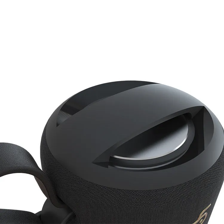 Wireless Bluetooth speaker with black waterproof mesh and leather shell for phone, computer, and car use