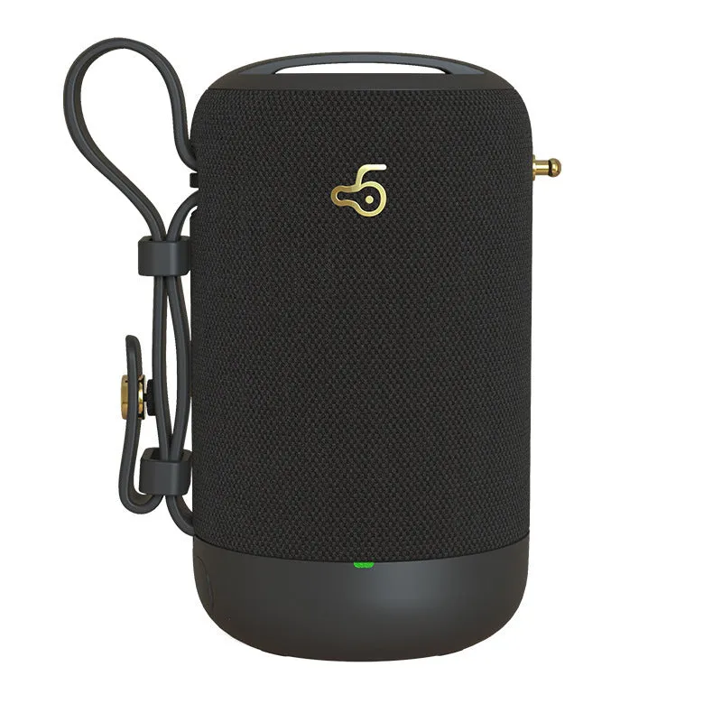 Wireless Bluetooth speaker with black waterproof mesh and leather shell for phone, computer, and car use