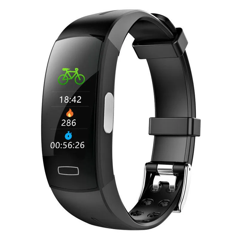P3 smart watch with heart rate and ECG monitoring, OLED display, silicone wristband, black and blue colour