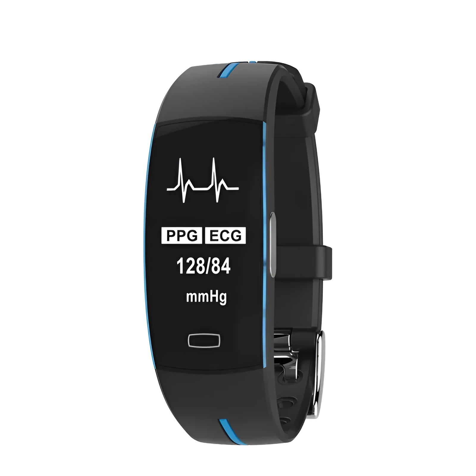 P3 smart watch with heart rate and ECG monitoring, OLED display, silicone wristband, black and blue colour