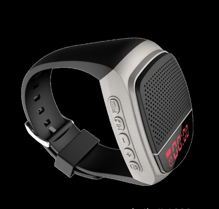 B90 wireless Bluetooth speaker watch with waterproof and drop-proof design for outdoor sports, black colour