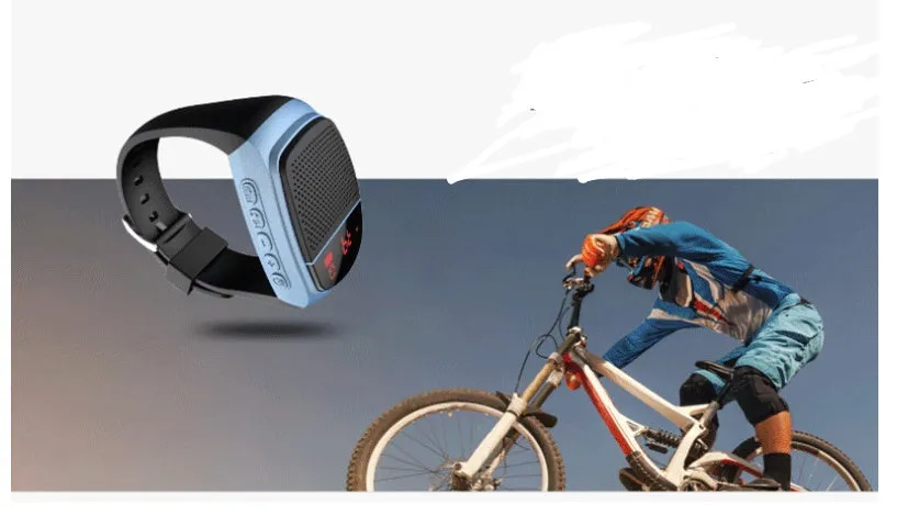 B90 wireless Bluetooth speaker watch with waterproof and drop-proof design for outdoor sports, black colour