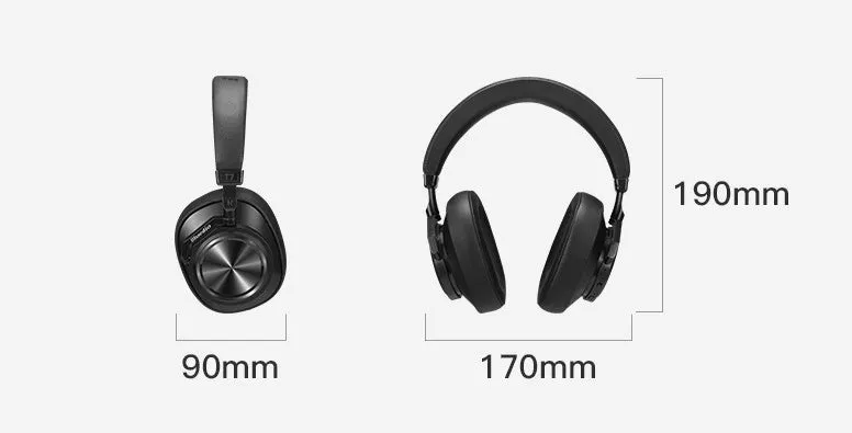 T7 Bluetooth wireless headset in black with adjustable headband and foam ear cushions