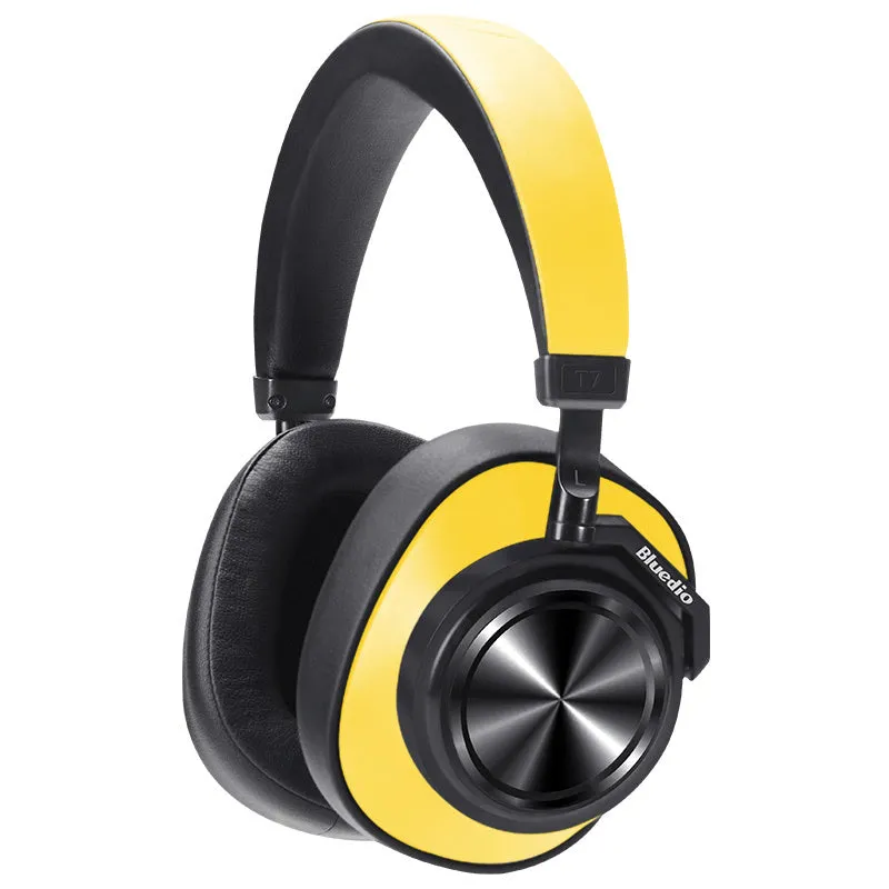 T7 Bluetooth wireless headset in black with adjustable headband and foam ear cushions