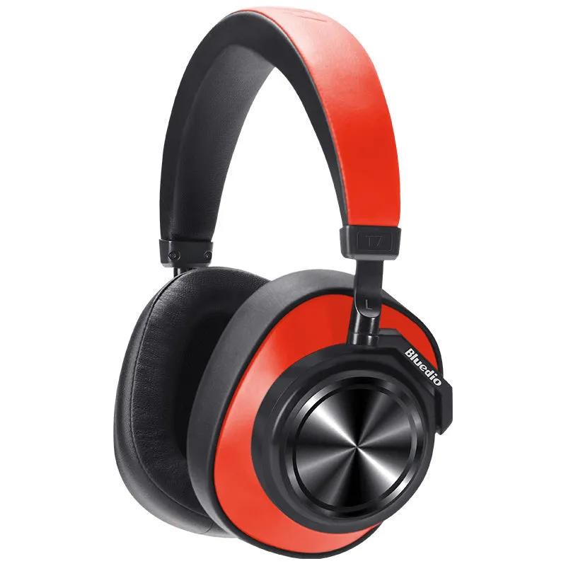 T7 Bluetooth wireless headset in black with adjustable headband and foam ear cushions