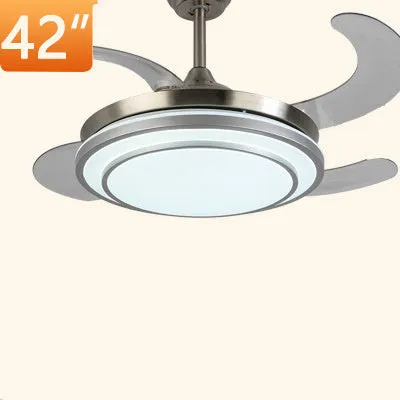 Full spectrum LED ceiling fan chandelier with invisible ABS blades in gold finish