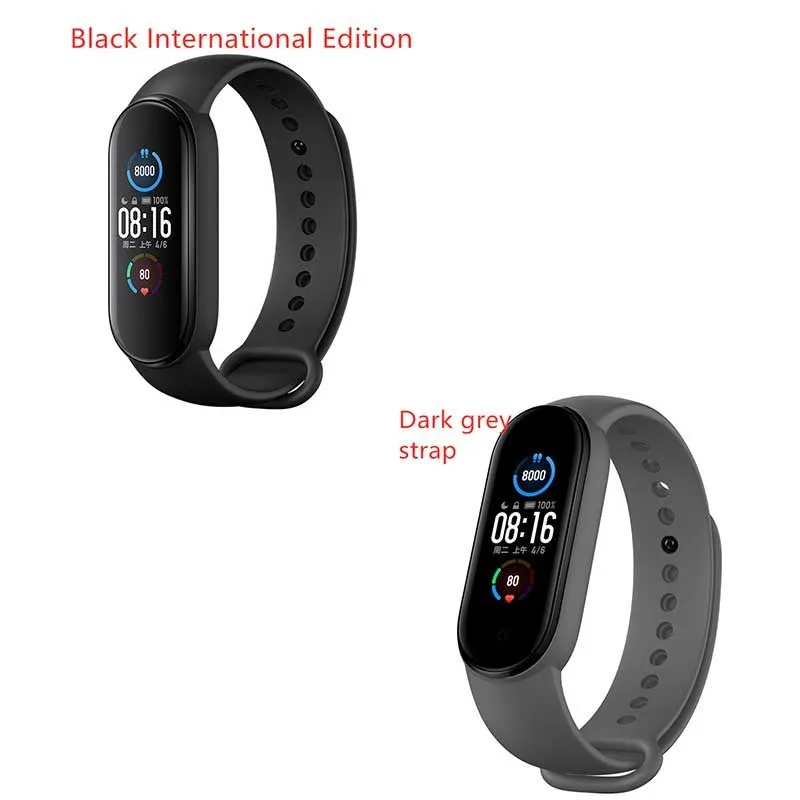 Mijia Mi Band 5 fitness tracker with black TPU wristband and 1.1 inch colour screen
