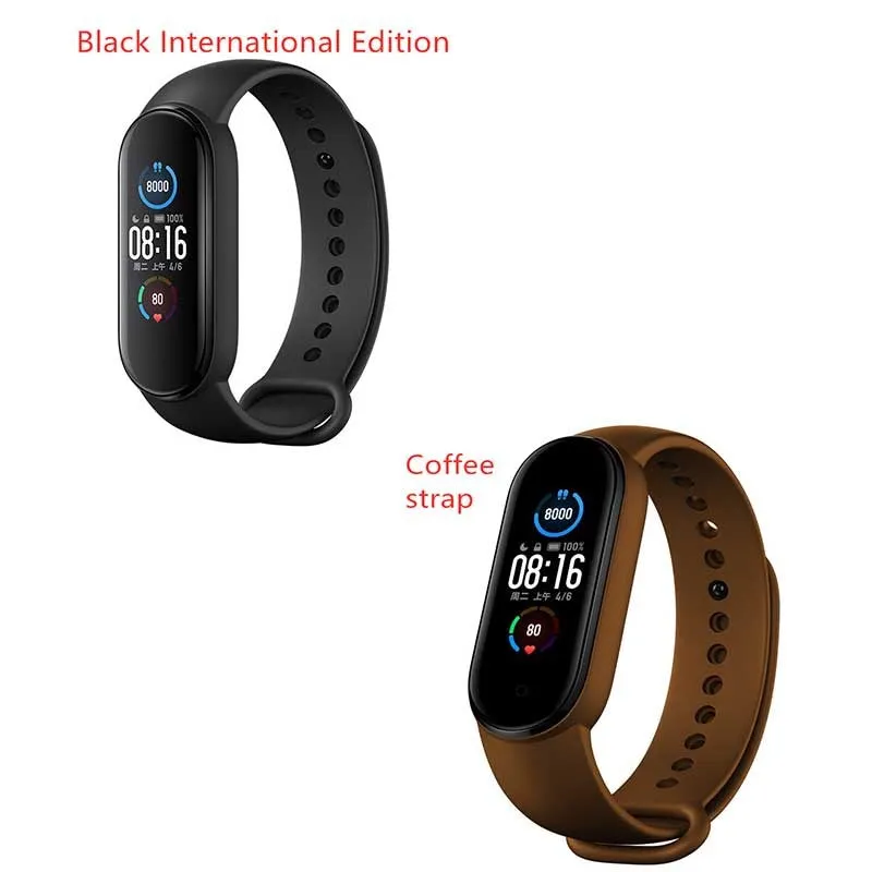 Mijia Mi Band 5 fitness tracker with black TPU wristband and 1.1 inch colour screen
