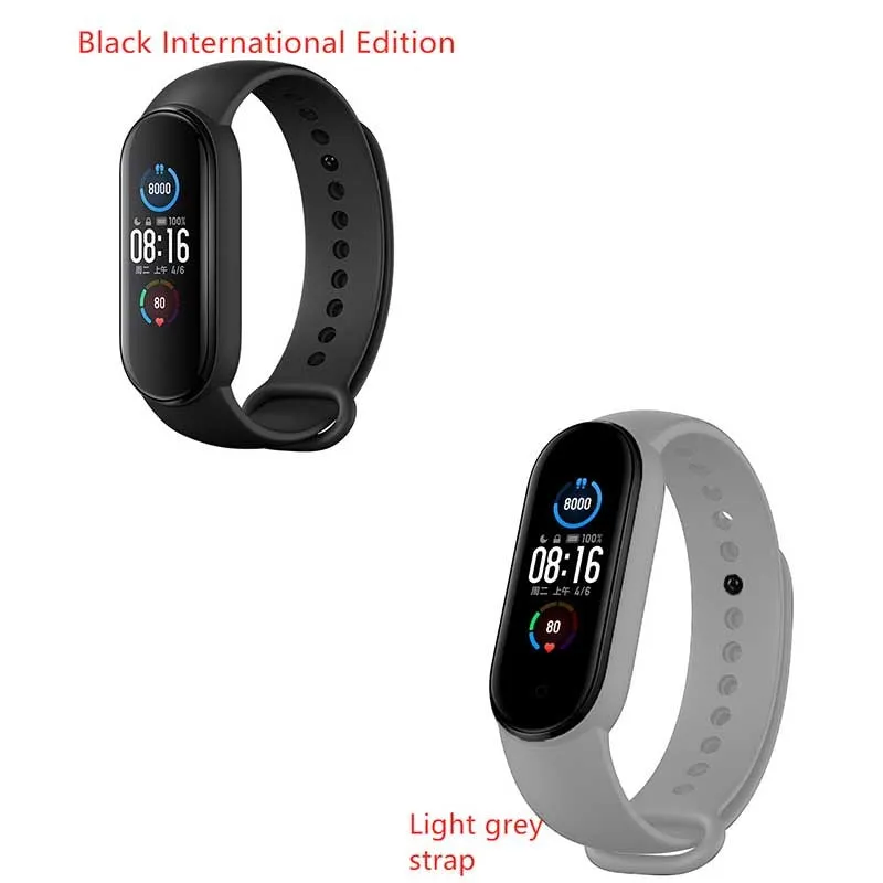 Mijia Mi Band 5 fitness tracker with black TPU wristband and 1.1 inch colour screen