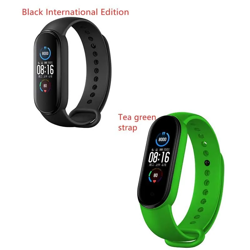 Mijia Mi Band 5 fitness tracker with black TPU wristband and 1.1 inch colour screen