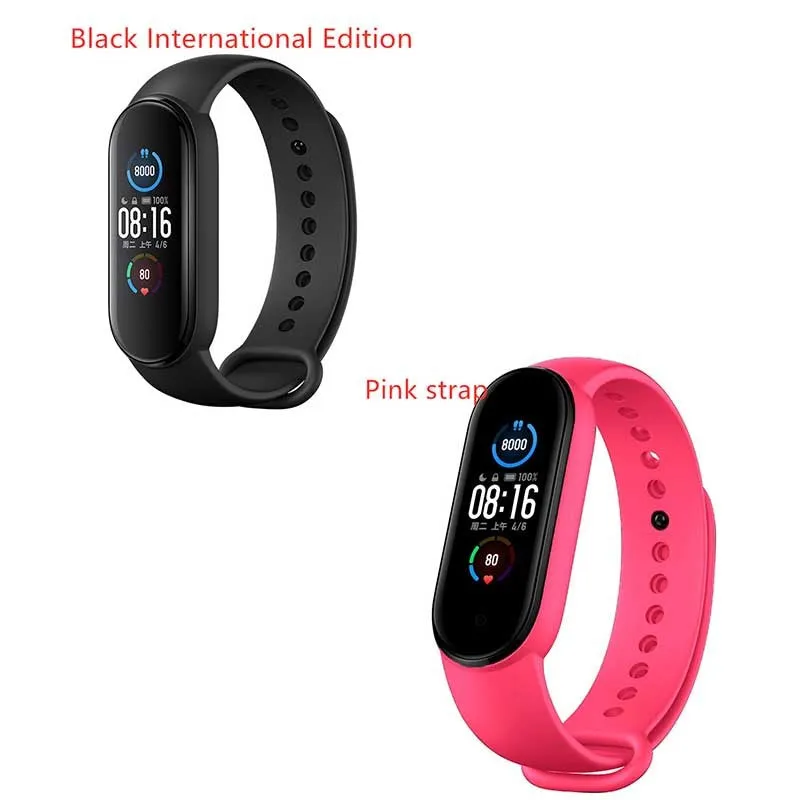 Mijia Mi Band 5 fitness tracker with black TPU wristband and 1.1 inch colour screen