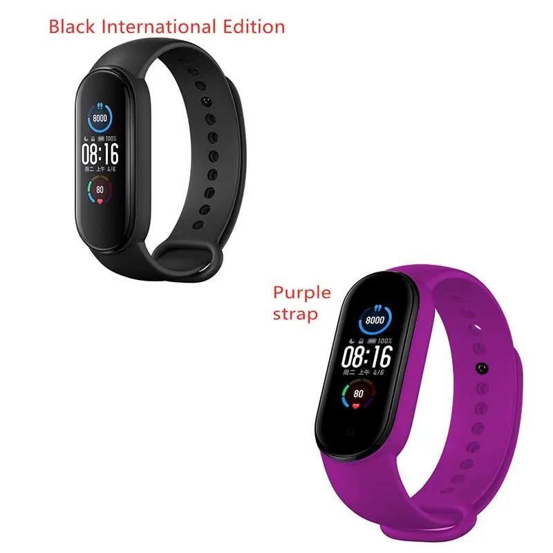 Mijia Mi Band 5 fitness tracker with black TPU wristband and 1.1 inch colour screen