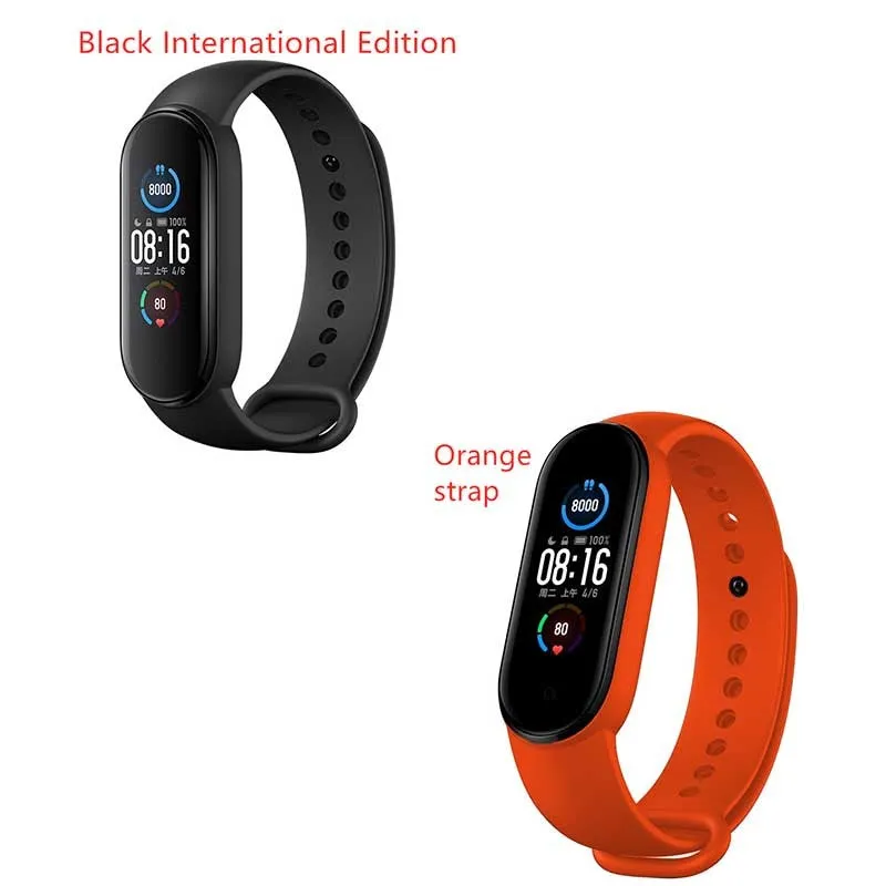 Mijia Mi Band 5 fitness tracker with black TPU wristband and 1.1 inch colour screen