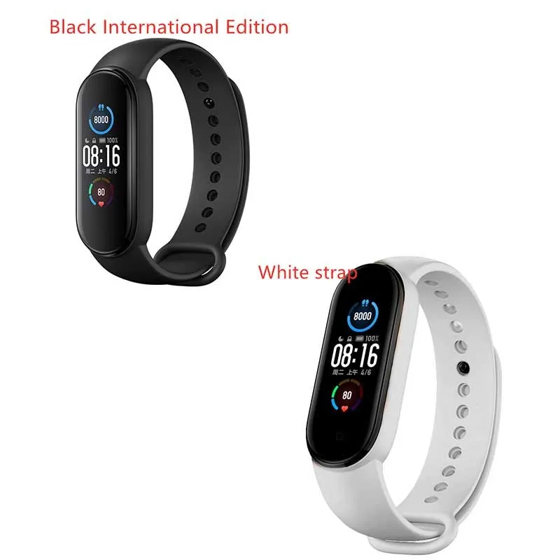 Mijia Mi Band 5 fitness tracker with black TPU wristband and 1.1 inch colour screen