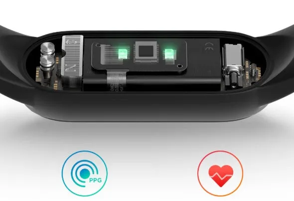 Mijia Mi Band 5 fitness tracker with black TPU wristband and 1.1 inch colour screen