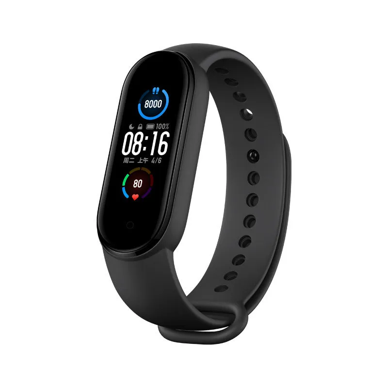 Mijia Mi Band 5 fitness tracker with black TPU wristband and 1.1 inch colour screen