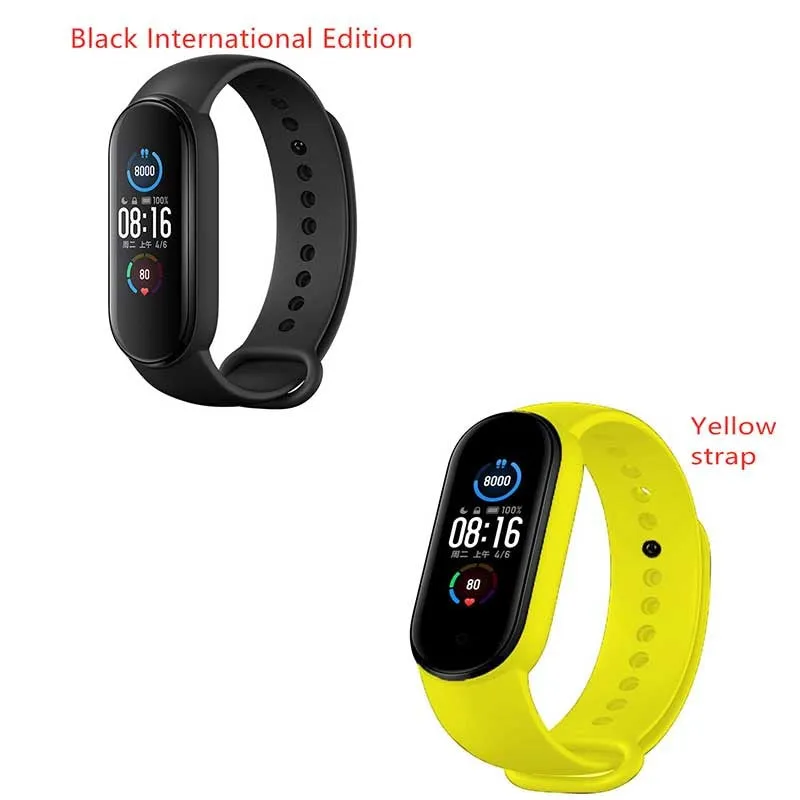 Mijia Mi Band 5 fitness tracker with black TPU wristband and 1.1 inch colour screen