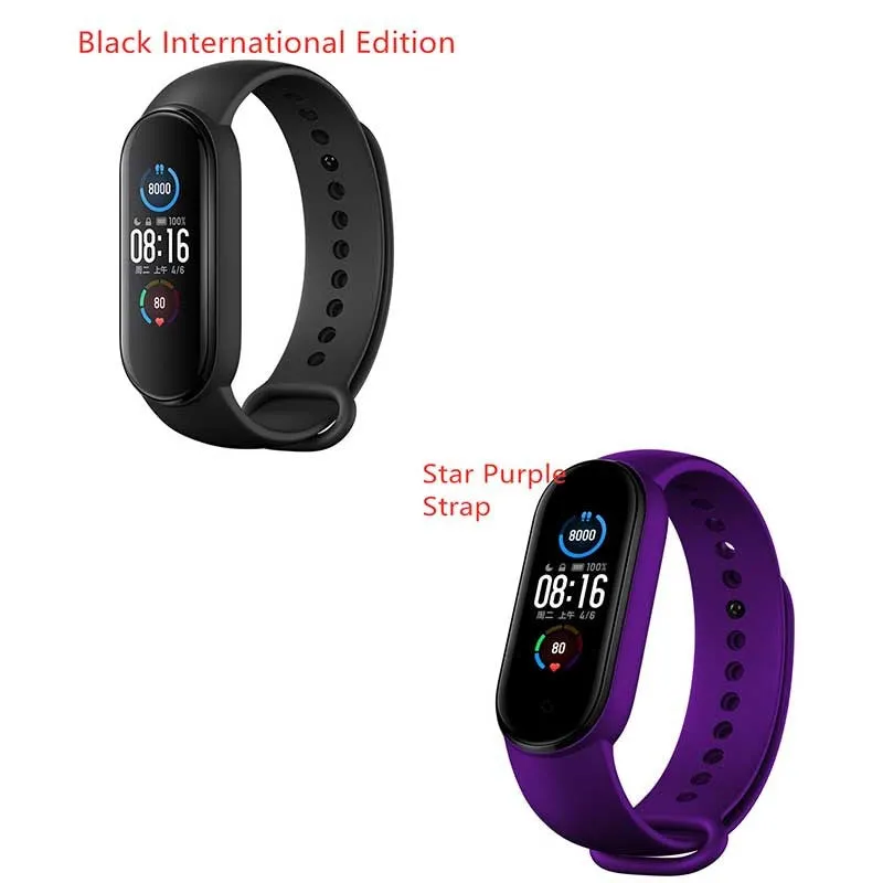 Mijia Mi Band 5 fitness tracker with black TPU wristband and 1.1 inch colour screen