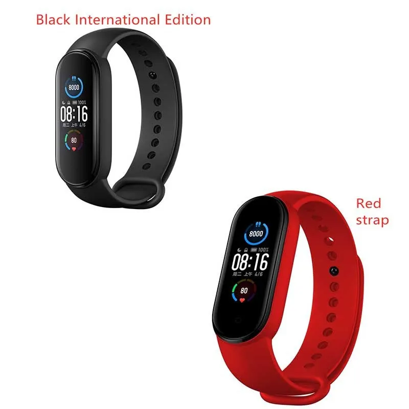 Mijia Mi Band 5 fitness tracker with black TPU wristband and 1.1 inch colour screen