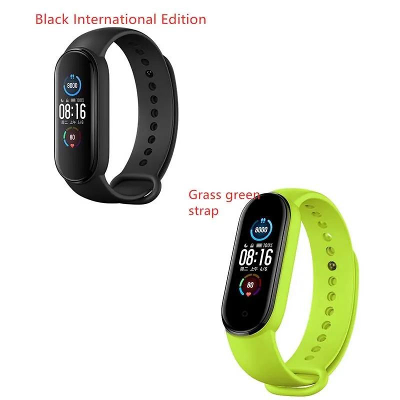 Mijia Mi Band 5 fitness tracker with black TPU wristband and 1.1 inch colour screen