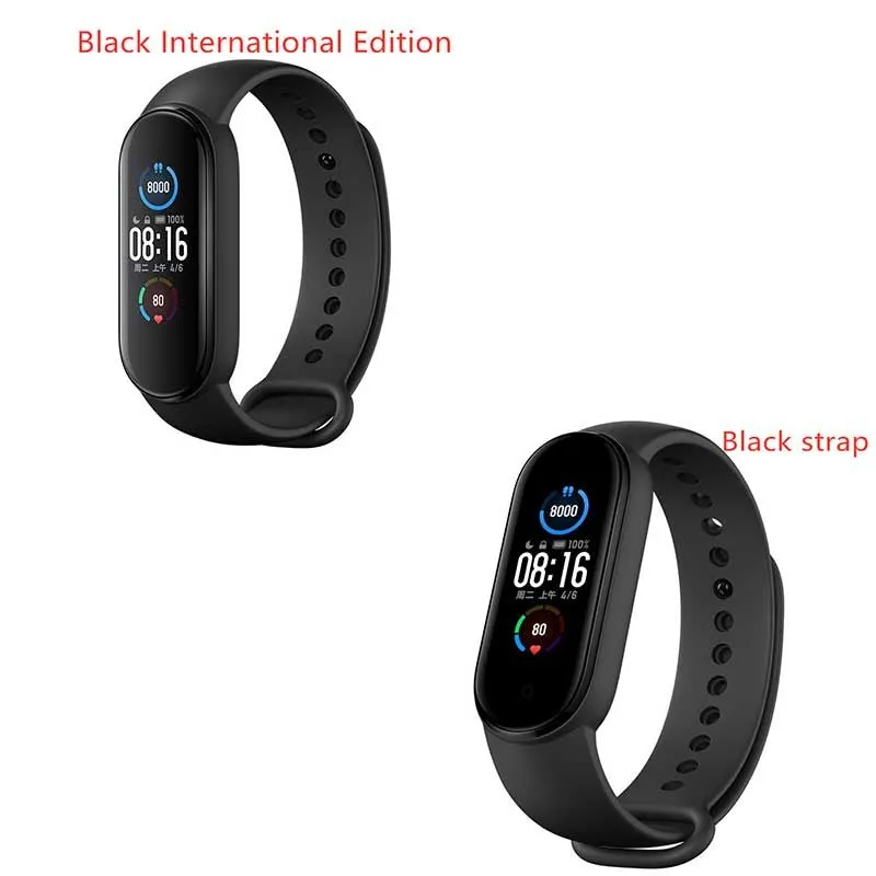 Mijia Mi Band 5 fitness tracker with black TPU wristband and 1.1 inch colour screen