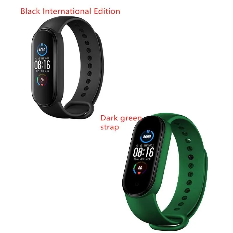 Mijia Mi Band 5 fitness tracker with black TPU wristband and 1.1 inch colour screen