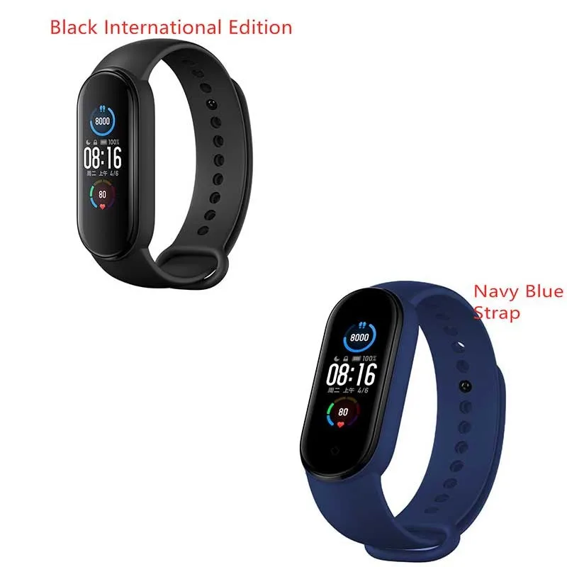 Mijia Mi Band 5 fitness tracker with black TPU wristband and 1.1 inch colour screen