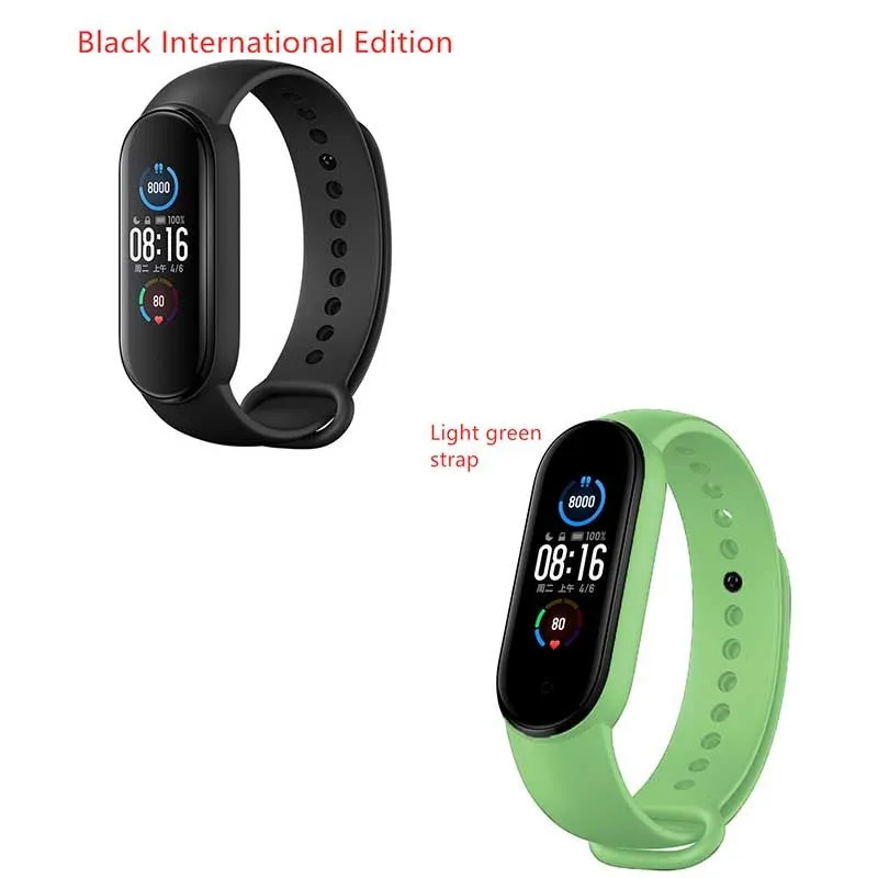Mijia Mi Band 5 fitness tracker with black TPU wristband and 1.1 inch colour screen