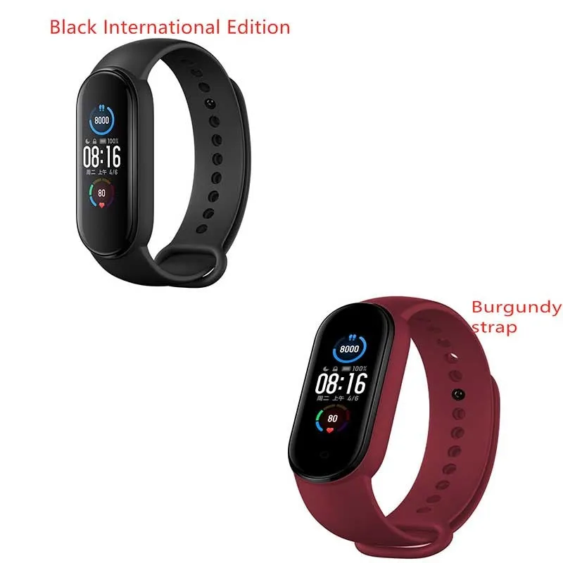 Mijia Mi Band 5 fitness tracker with black TPU wristband and 1.1 inch colour screen