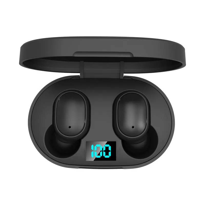A6S mini wireless Bluetooth in-ear sports earbuds in matte black finish with charging case
