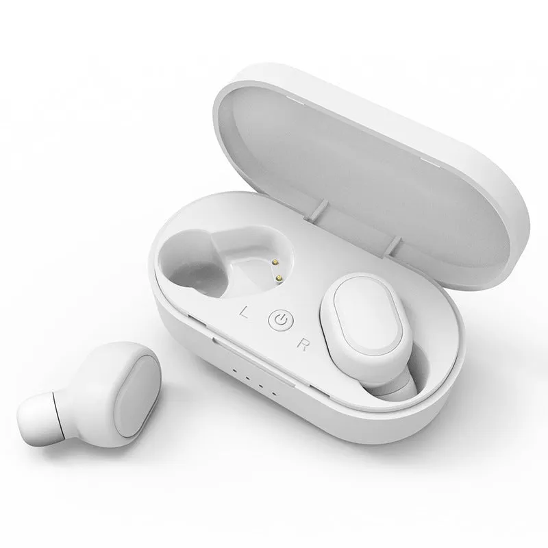 A6S mini wireless Bluetooth in-ear sports earbuds in matte black finish with charging case