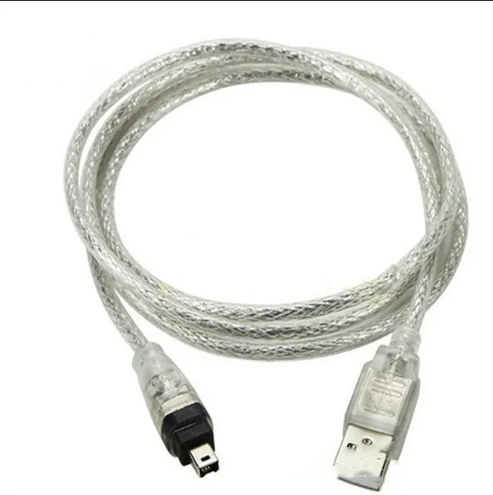 Transparent white USB-A to 4-pin data cable 1 metre length for computer peripherals
