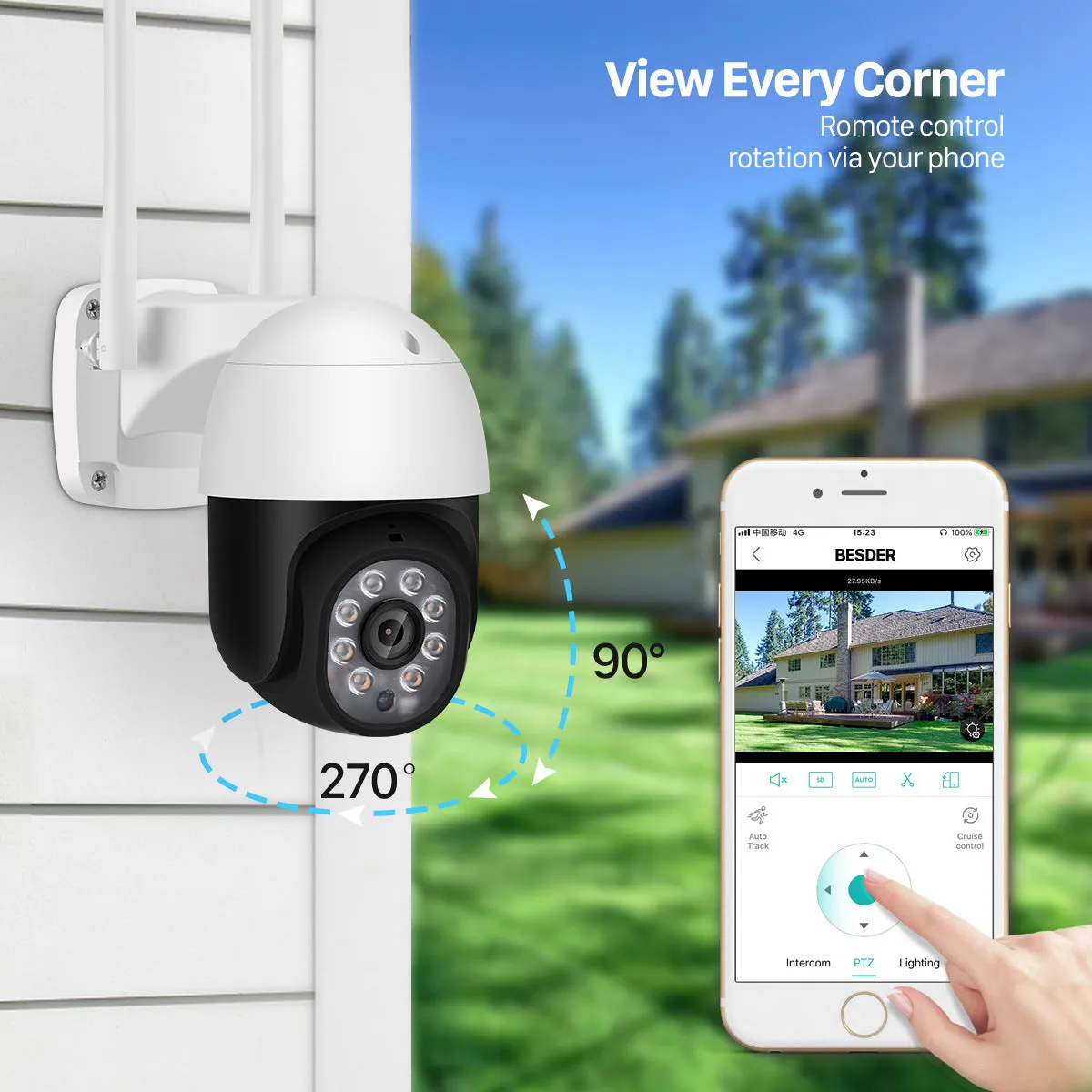 White 2-inch wireless surveillance camera with 5MP resolution and 6mm lens for outdoor monitoring
