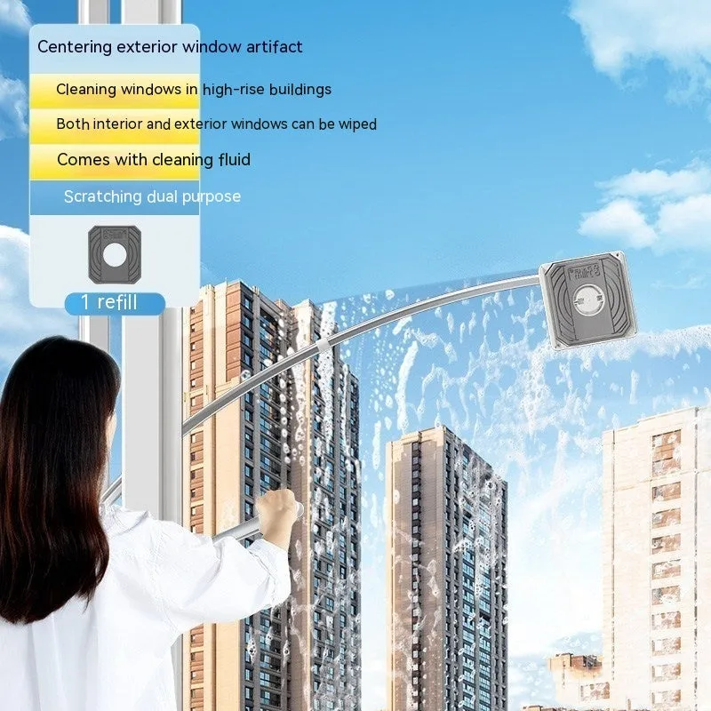 Benshang aluminium alloy double-sided glass wiper for high-rise outer windows with cotton head