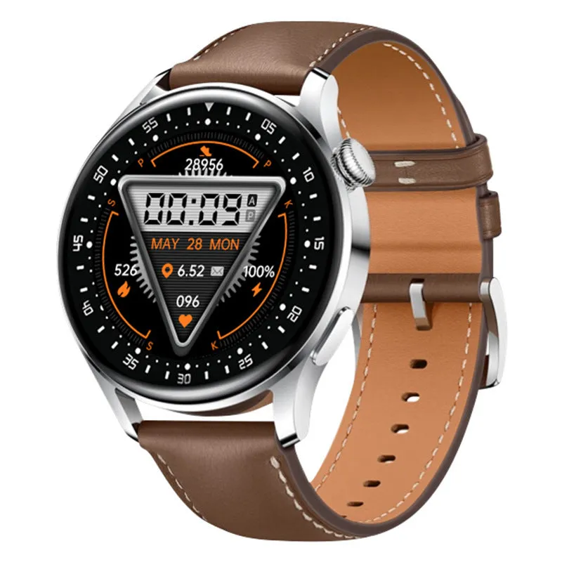 Sports smart watch with health monitoring on wrist showing 1.32 inch screen