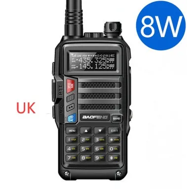 8W VHF/UHF handheld walkie-talkie station with antenna and 2800mAh lithium battery