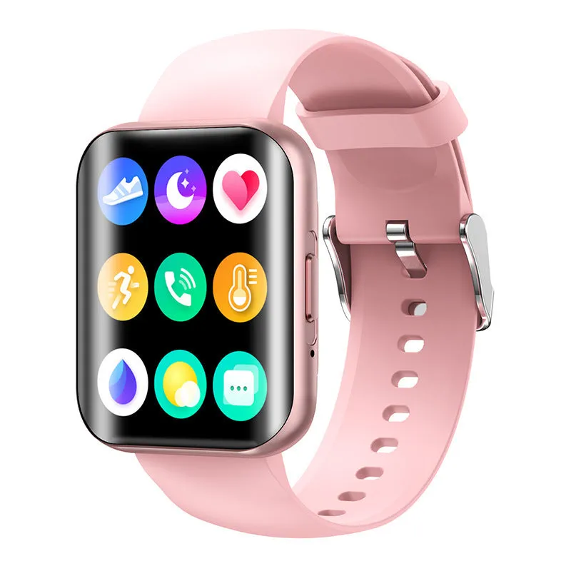 Curved screen smart bracelet with 1.72-inch colour display, silicone band, and metal-plastic body in black