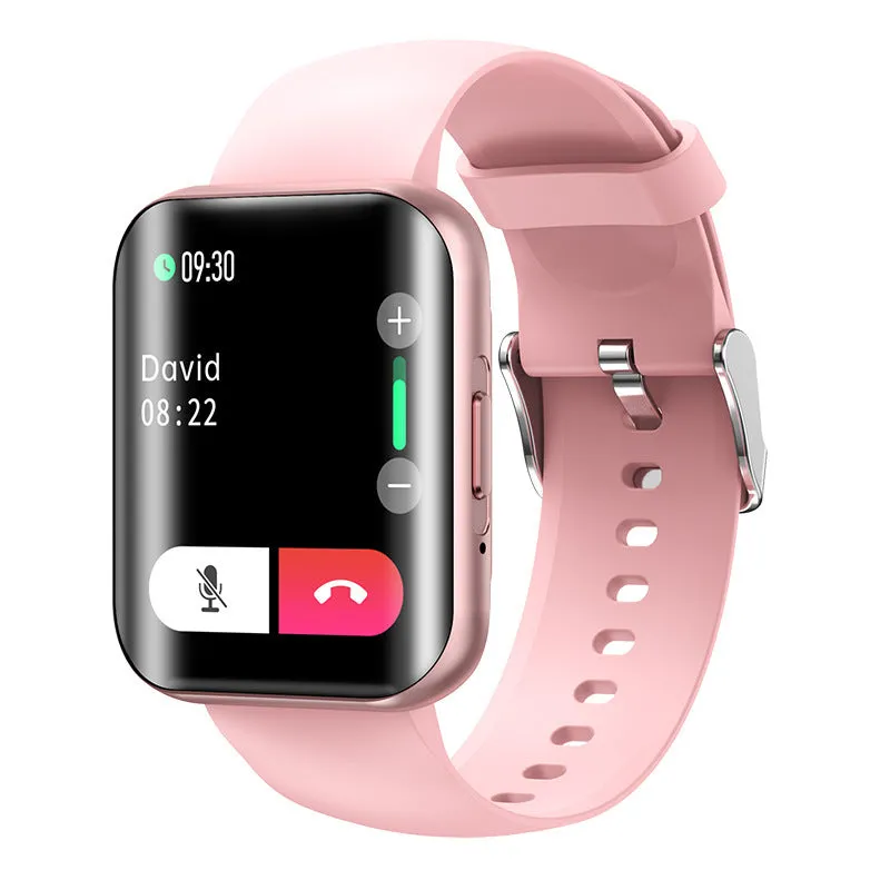 Curved screen smart bracelet with 1.72-inch colour display, silicone band, and metal-plastic body in black