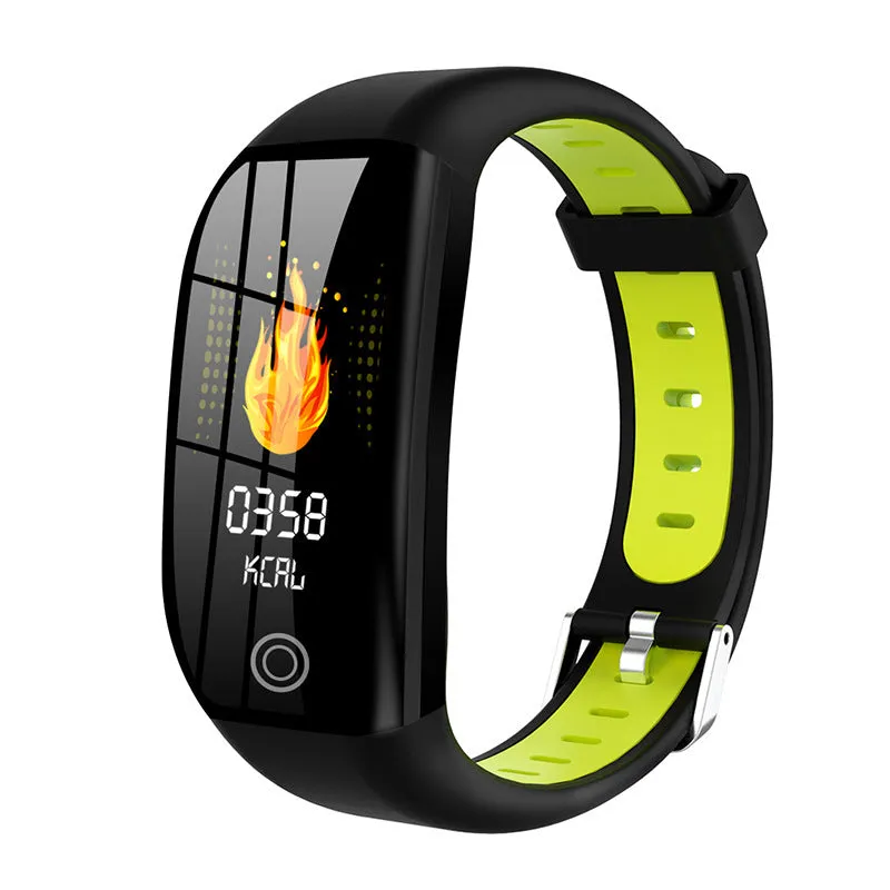 Colour screen smart watch with heart rate display and silicone band in grey on a wrist