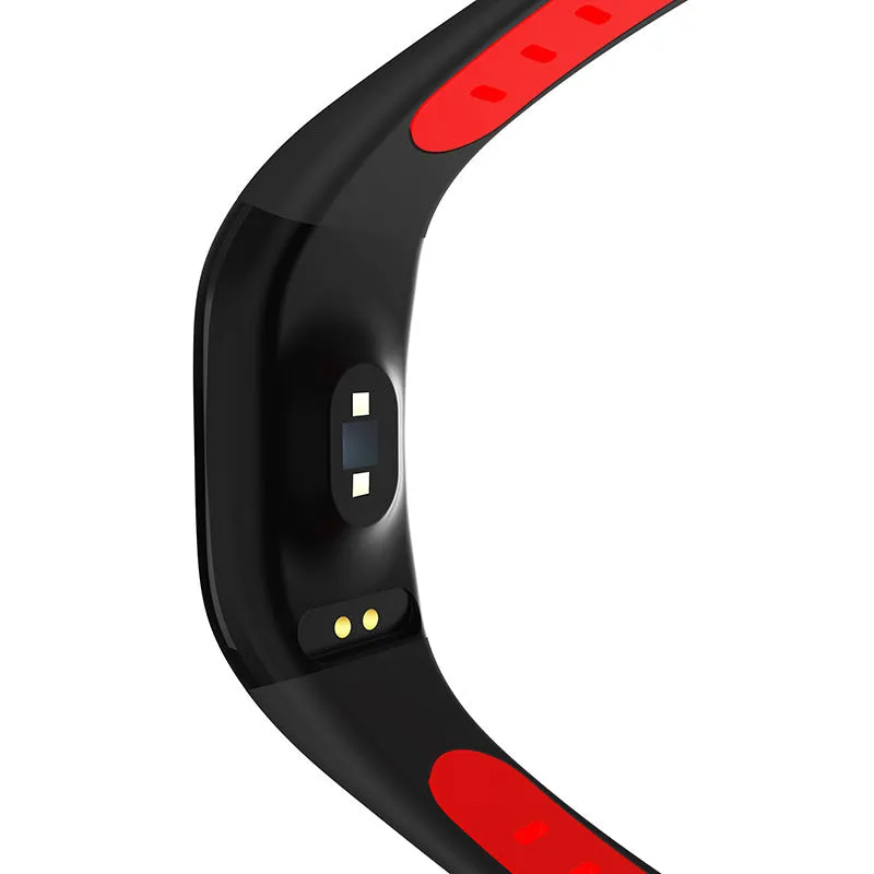 Colour screen smart watch with heart rate display and silicone band in grey on a wrist