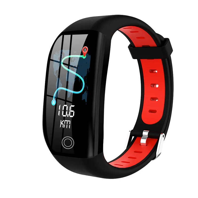 Colour screen smart watch with heart rate display and silicone band in grey on a wrist