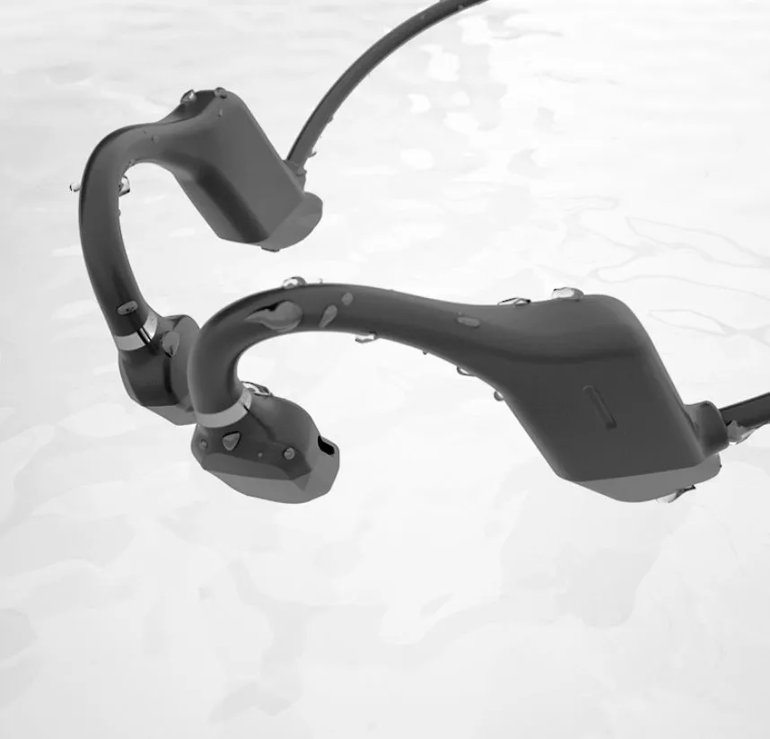 In-ear wireless sports headphones in black with open-ear design and IPX6 waterproof rating