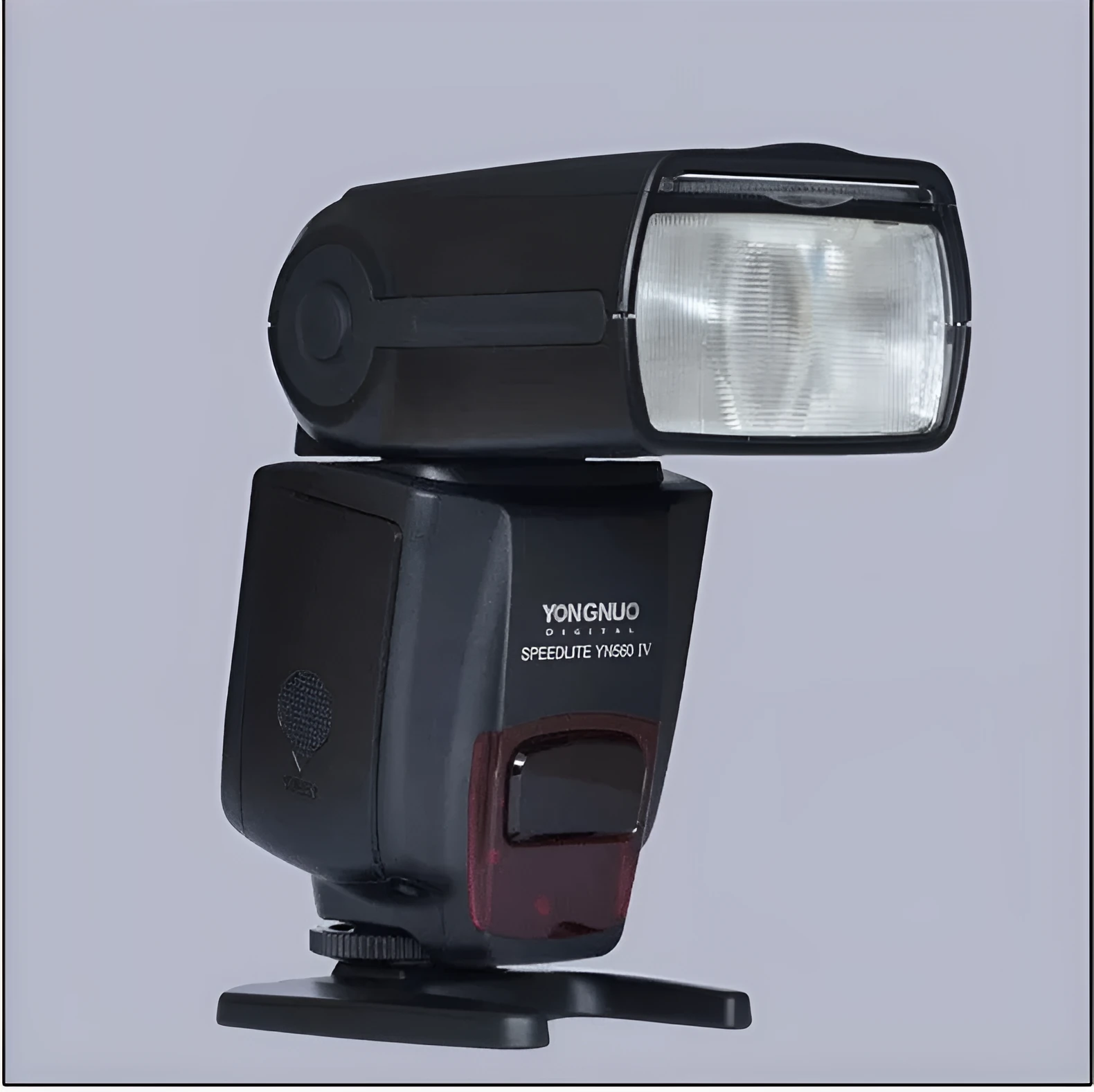 Black universal camera on-board flash with 58 guide number for Canon Nikon cameras, rotatable head, 24-105mm range