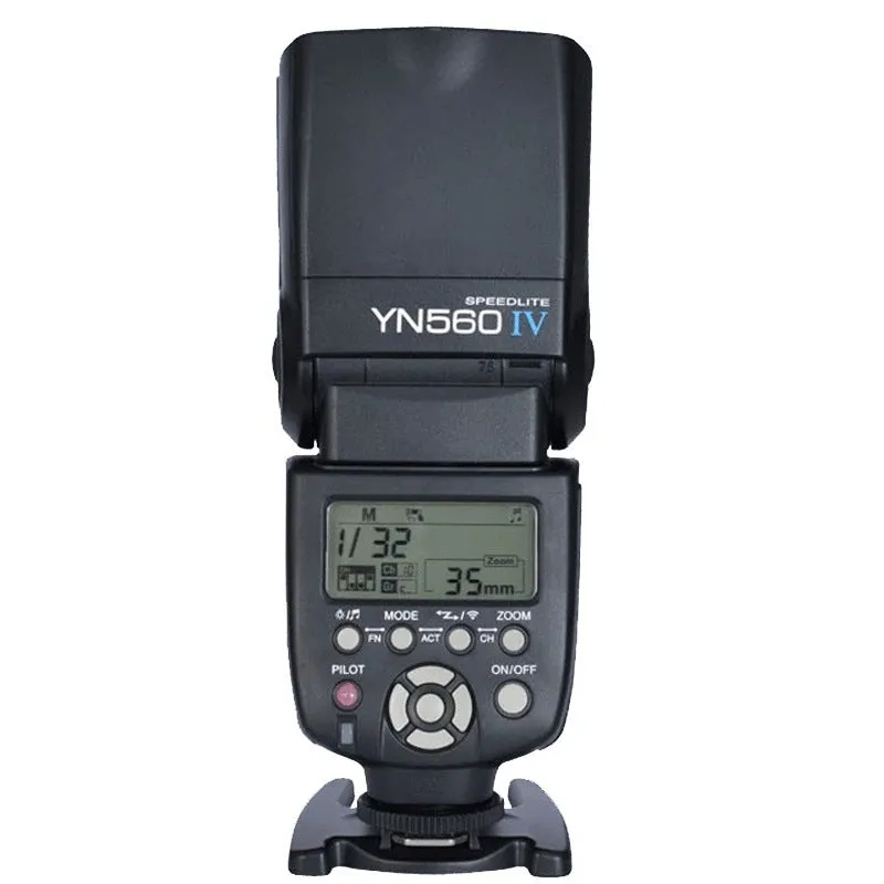 Black universal camera on-board flash with 58 guide number for Canon Nikon cameras, rotatable head, 24-105mm range