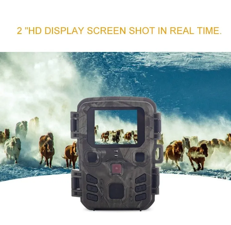 Black plastic infrared night vision security monitoring device with 12MP camera and TF card storage